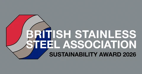 The logo for the British Stainless Steel Association, and the name of the association, along with the words 'Sustainability Award 2026'