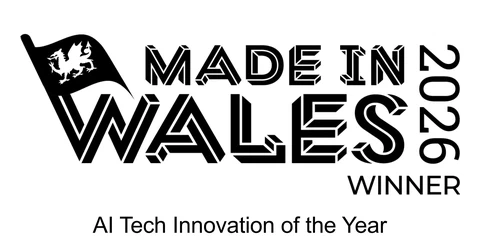 The logo for the Made in Wales award, along with the words 'Winner 2026' and 'AI Tech Innovation of the Year'